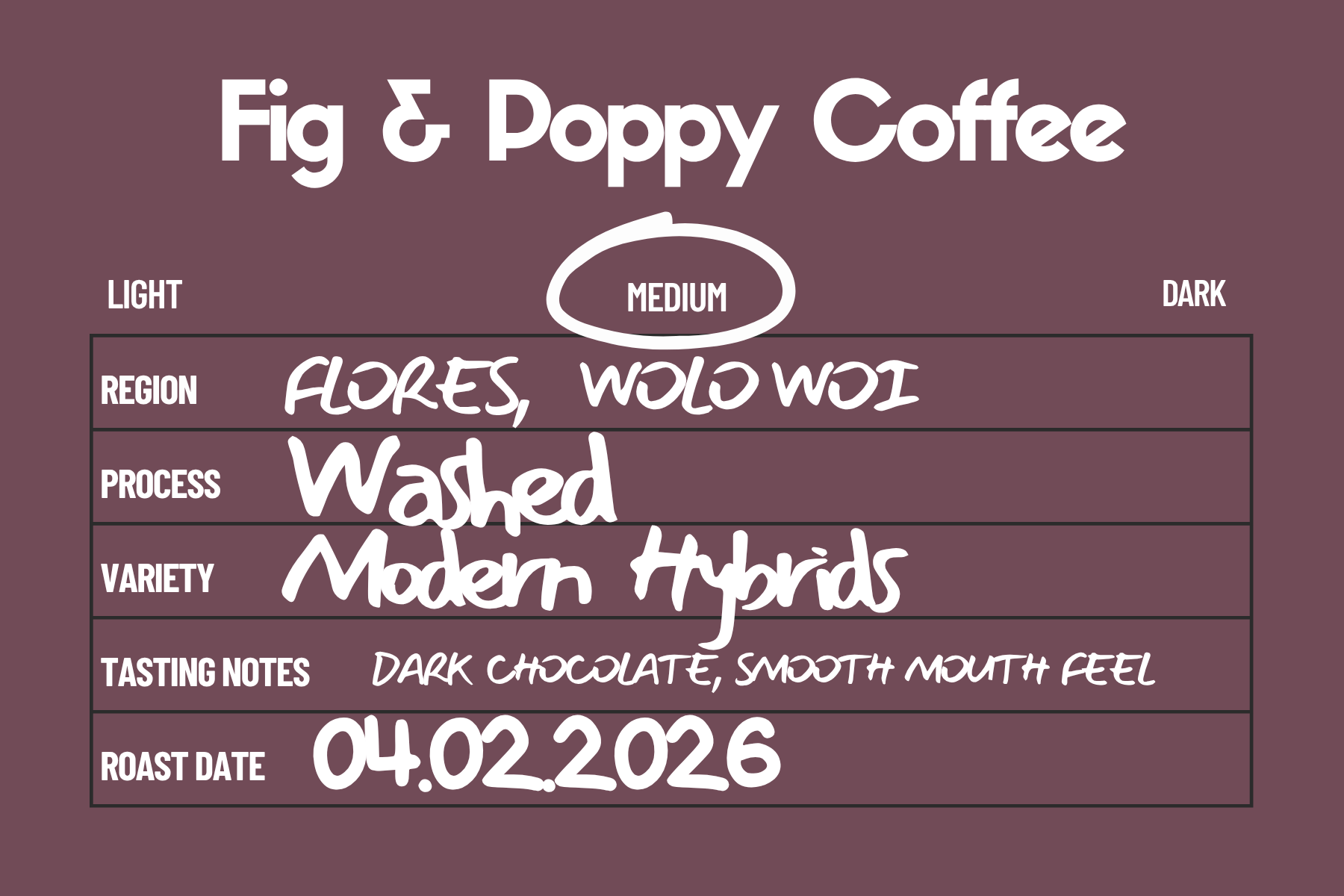 Flores Wolo Woi, washed (Light/Medium Roast)