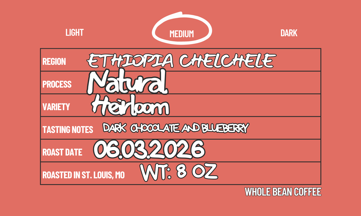 Ethiopia,Chelchele-Natural (medium roast)