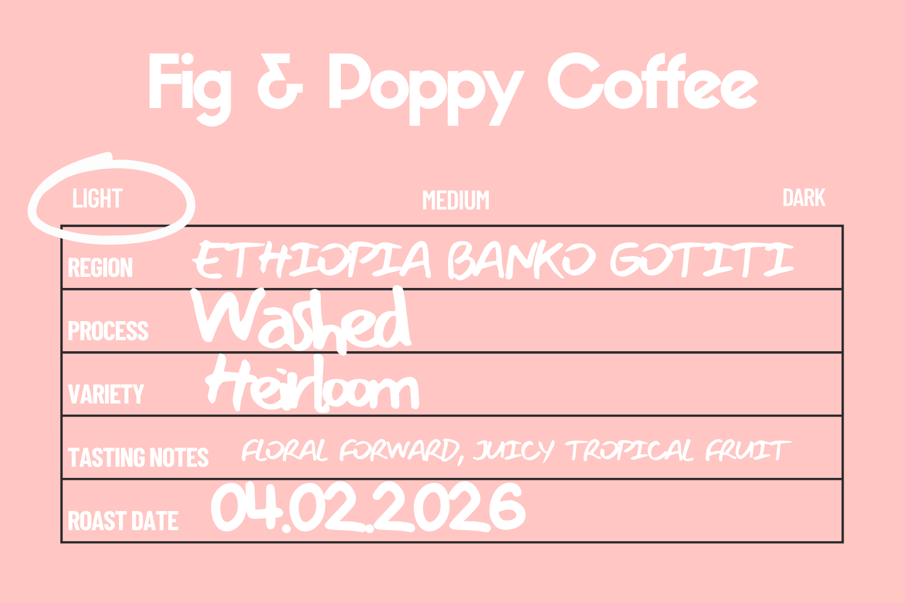 Ethiopia- Banko Gotiti Washed (light roast)